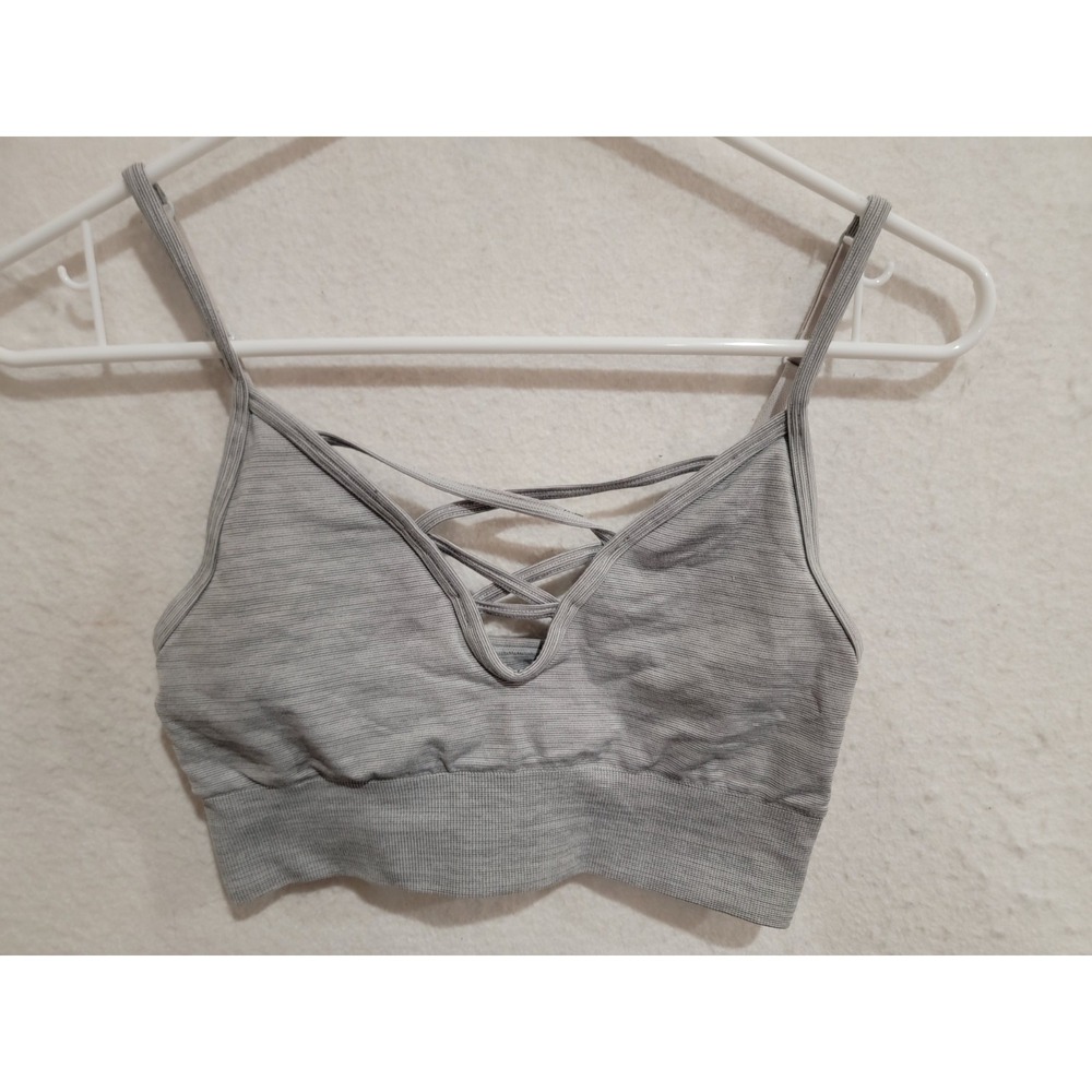 PINK‎ Victoria's Secret Gray Space Dye Seamless Bralette Medium Lattice Front V